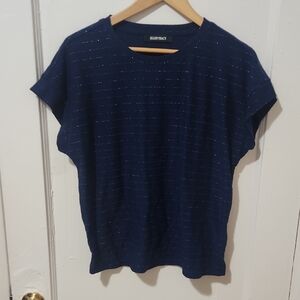 Ellen Tracy Navy Short Sleeve Tee